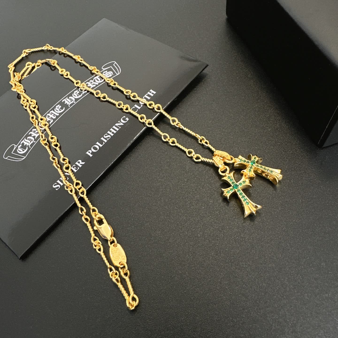 Chrome Hearts Chrone Designs Gold-Plated Cross Pendant Necklace